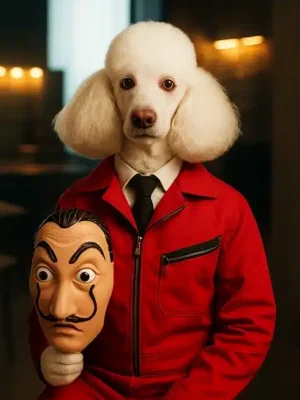 Portrait caniche braqueur avec le thème Films, créé par Mon Animal est Fantastique