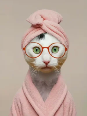 Portrait chat Spa, créé par Mon Animal est Fantastique, portrait idéal salle de bain