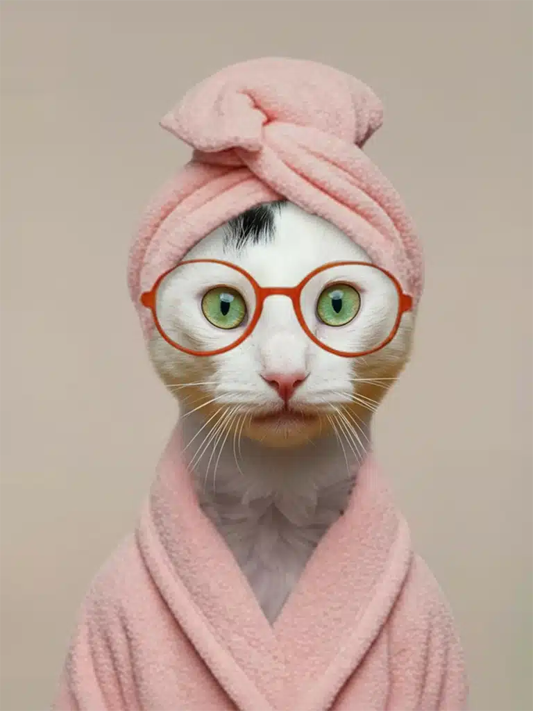 Portrait chat Spa, créé par Mon Animal est Fantastique, portrait idéal salle de bain