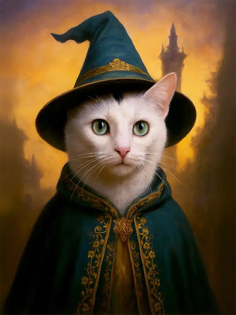 Portrait chat magicien, films, harry potter, créé par Mon Animal est Fantastique