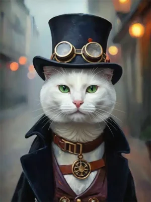 Tableau animal, portrait chat oldschool créé par Mon Animal est Fantastique