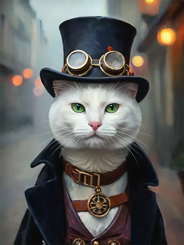 Tableau animal, portrait chat oldschool créé par Mon Animal est Fantastique