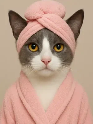 Portrait chat gris spa, affiche chat personnalisée crée par Mon Animal est Fantastique