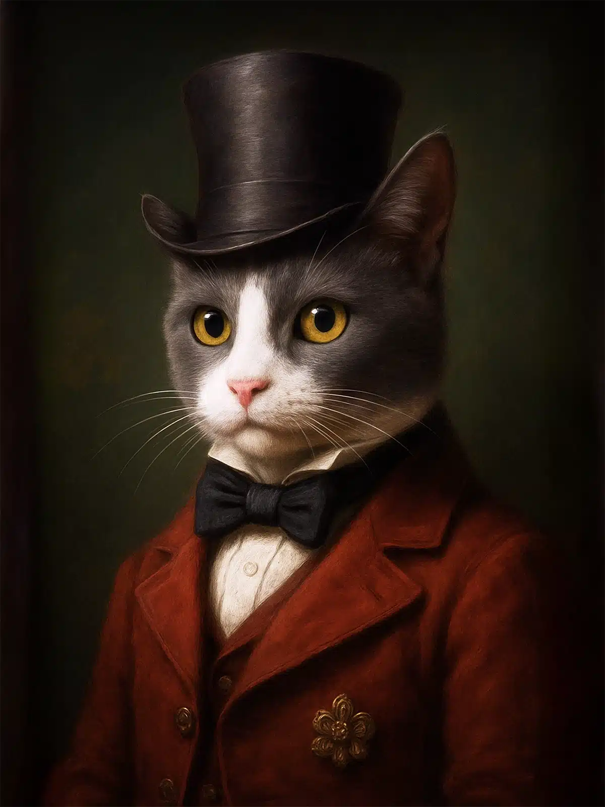 Tableau animal personnalisé, portrait Chat européen style Victorien, créé par Mon Animal est Fantastique