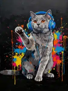 Portrait personnalisé d'un British Shorthair Pop Art, créé par Mon Animal est Fantastique.