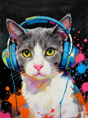 Portrait Chat Gris Pop Art, crée par Mon Animal est Fantastique
