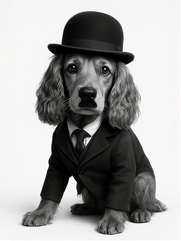 portrait cocker chaplin, affiche chien personnalisée, film, par Mon Animal est Fantastique