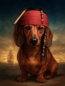 Portrait Teckel Pirate, sur le thème Films crée par Mon Animal est Fantastique