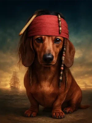 Portrait Teckel Pirate, sur le thème Films crée par Mon Animal est Fantastique