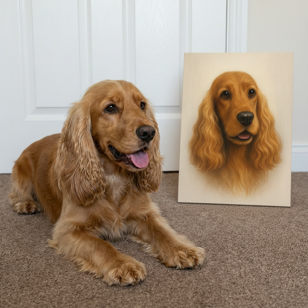 cocker et son portrait personnalisé