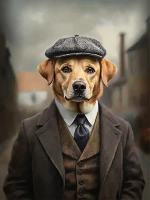 Portrait Labrador Old School, personnalisable, créé par Mon Animal est Fantastique