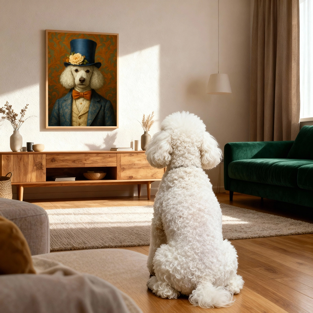 Portrait personnalisé d'un Caniche Aristocrate, créé par Mon Animal est Fantastique