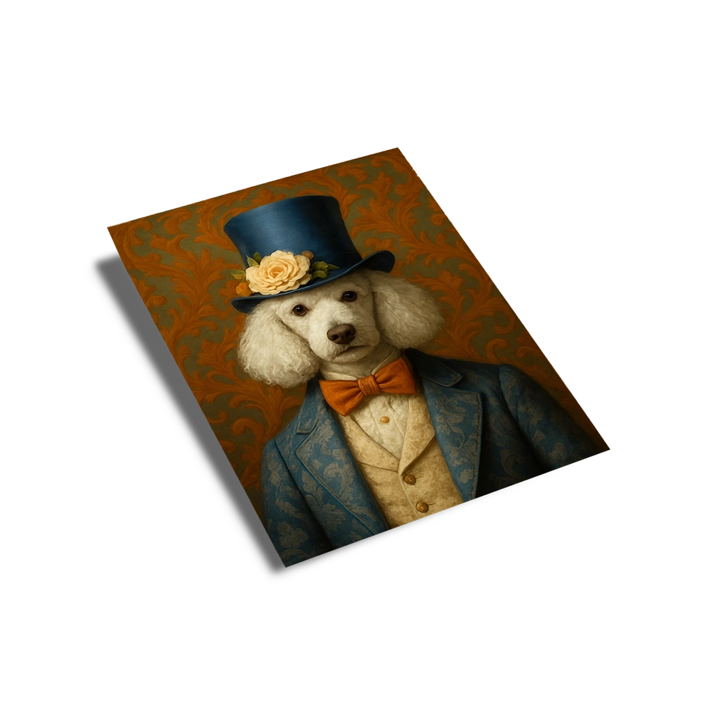 Portrait personnalisé d'un Caniche Aristocrate sur Poster Papier, créé par Mon Animal est Fantastique