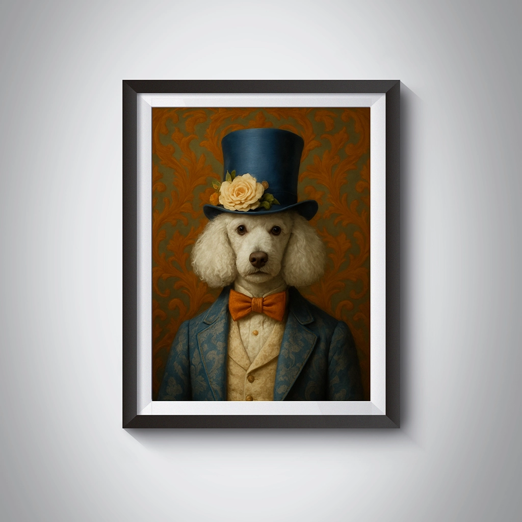 Portrait personnalisé d'un Caniche Aristocrate sur Tableau, créé par Mon Animal est Fantastique