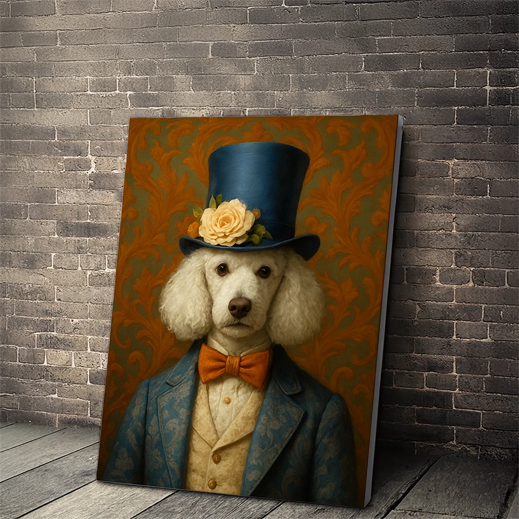 Portrait personnalisé d'un Caniche Aristocrate sur Toile Tendue, créé par Mon Animal est Fantastique