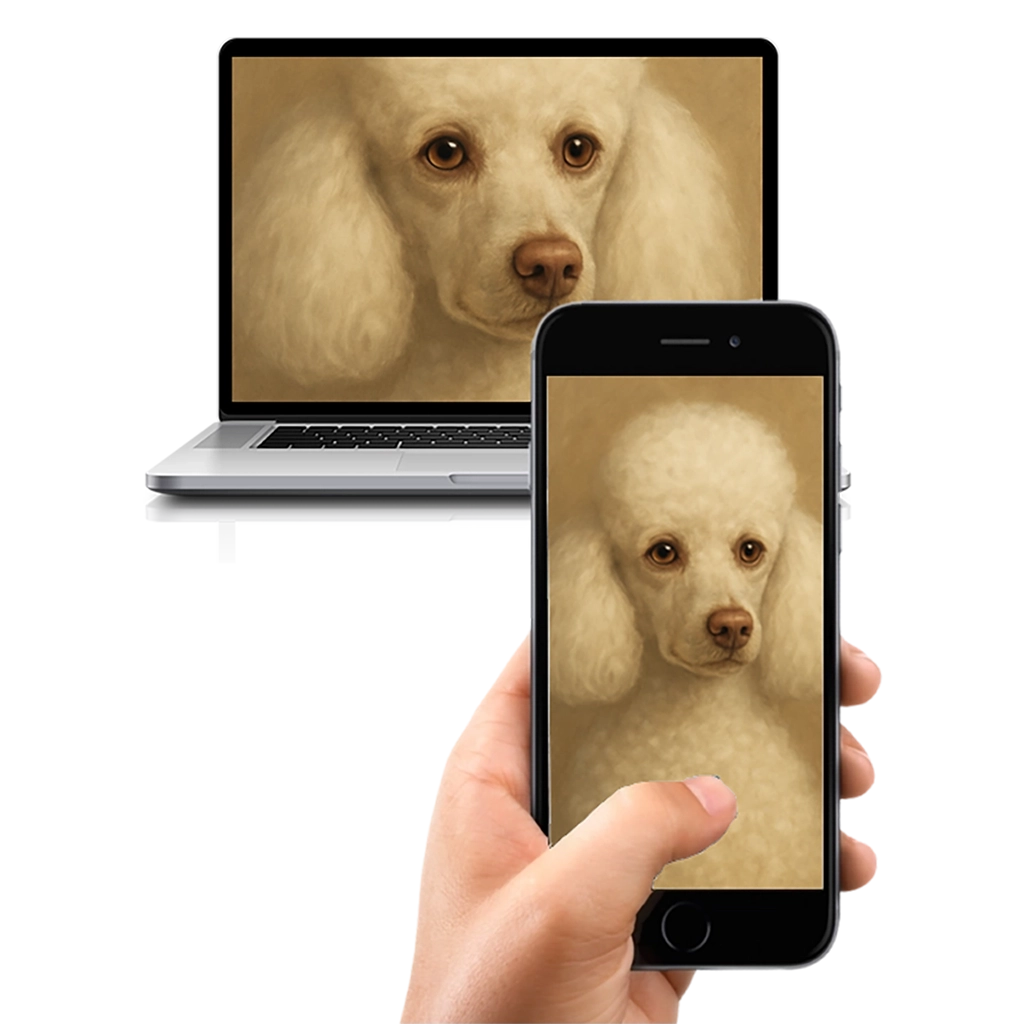 Portrait personnalisé d'un Caniche Pastel sur Numérique, créé par Mon Animal est Fantastique