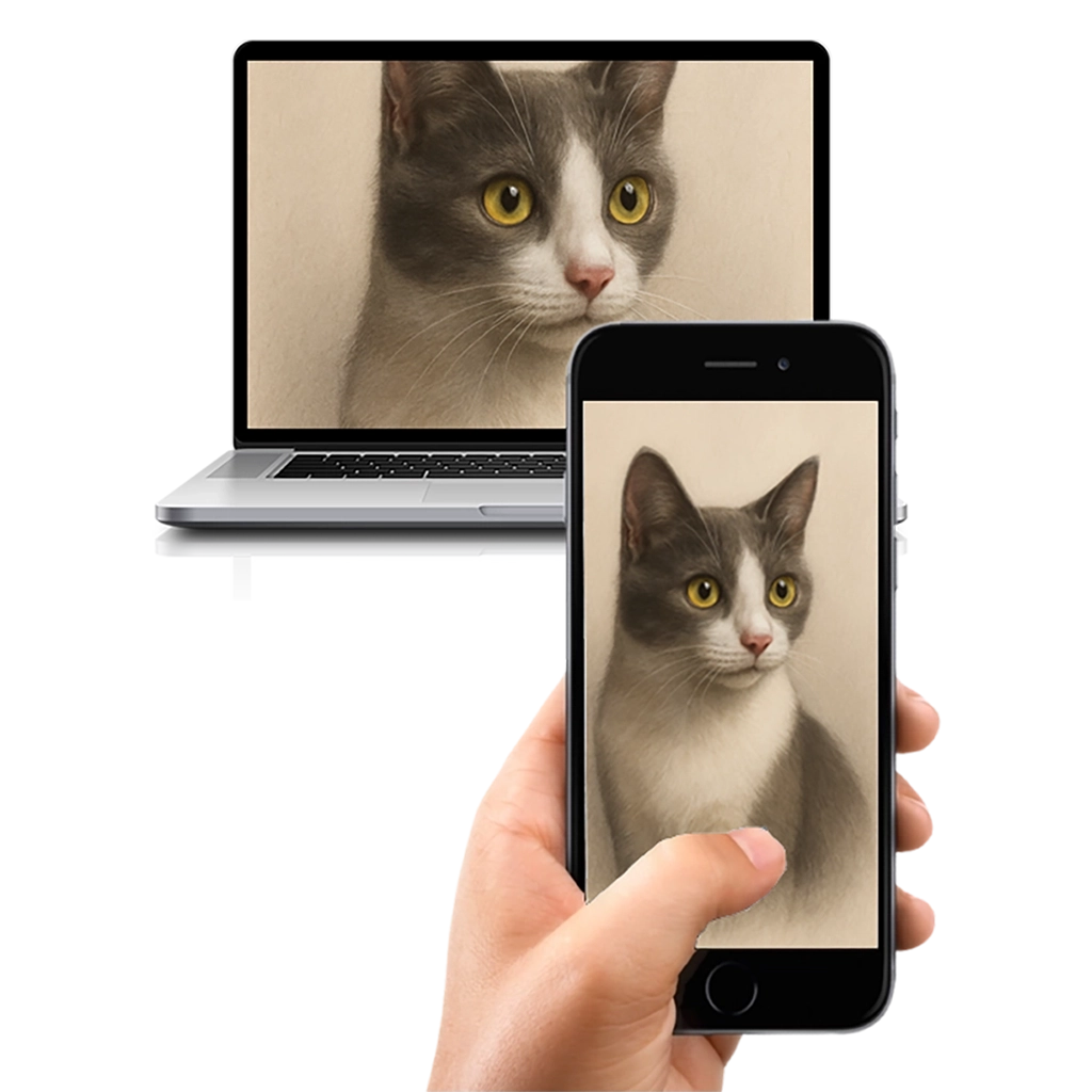 Portrait Chat Gris Pastel personnalisable numérique, créé par Mon Animal est Fantastique