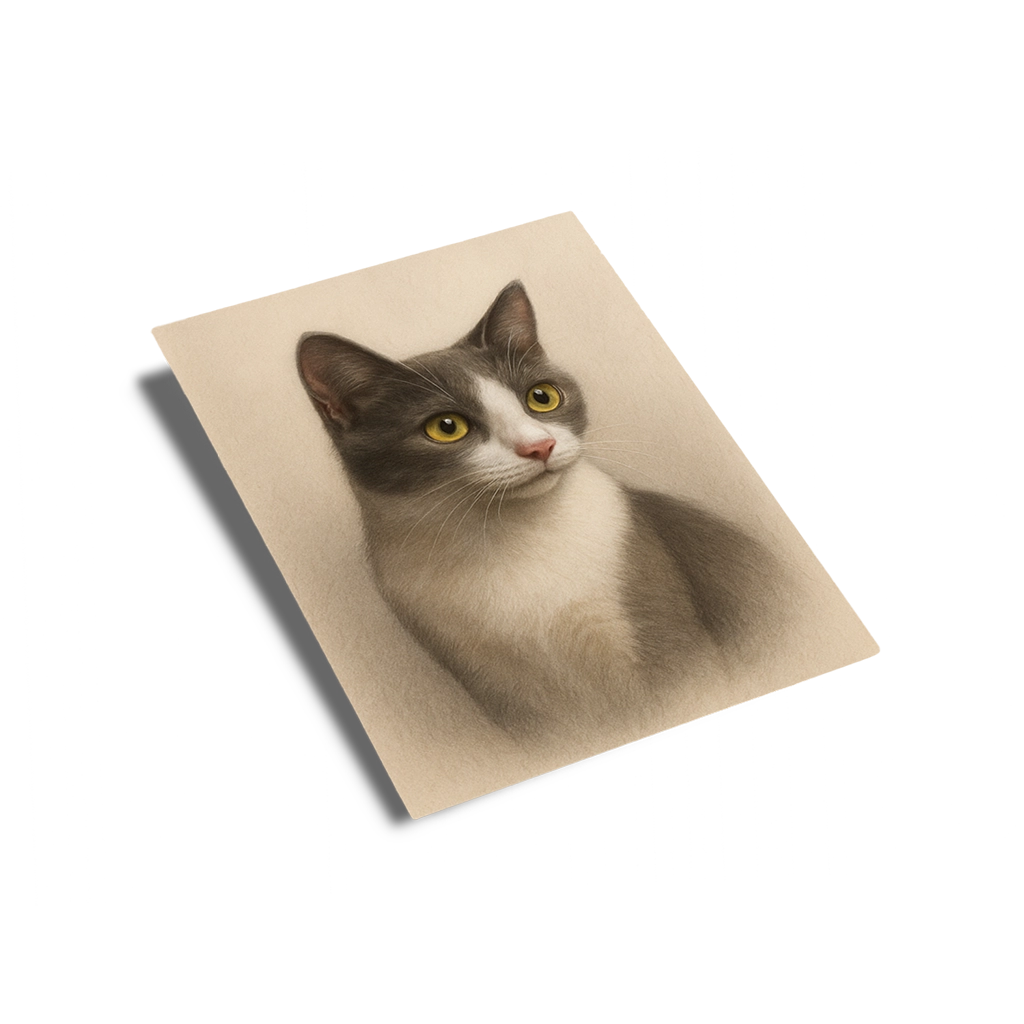 Portrait Chat Gris Pastel personnalisable poster, créé par Mon Animal est Fantastique