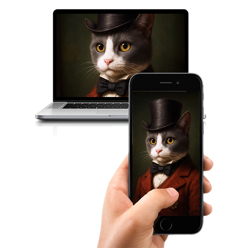 Portrait Chat Gris Victorien personnalisable numérique, créé par Mon Animal est Fantastique