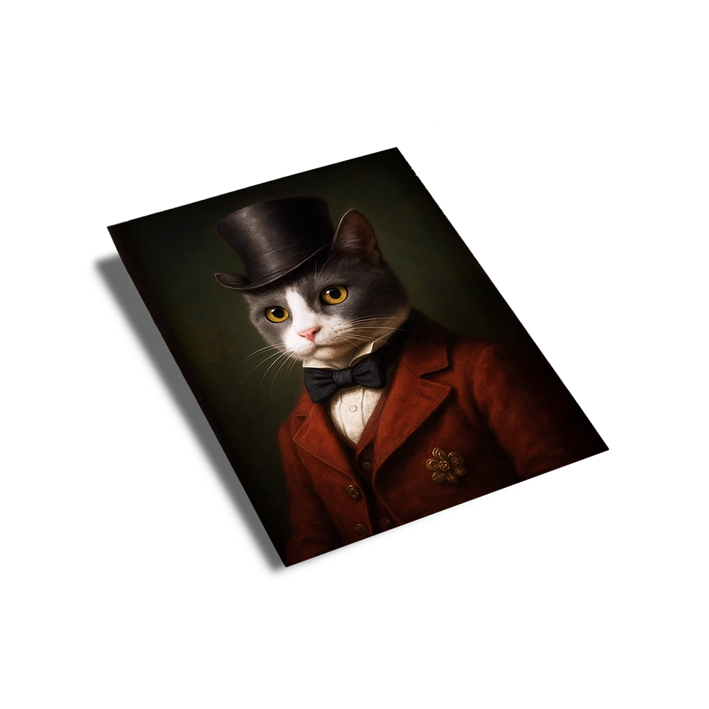 Portrait Chat Gris Victorien personnalisable poster, créé par Mon Animal est Fantastique