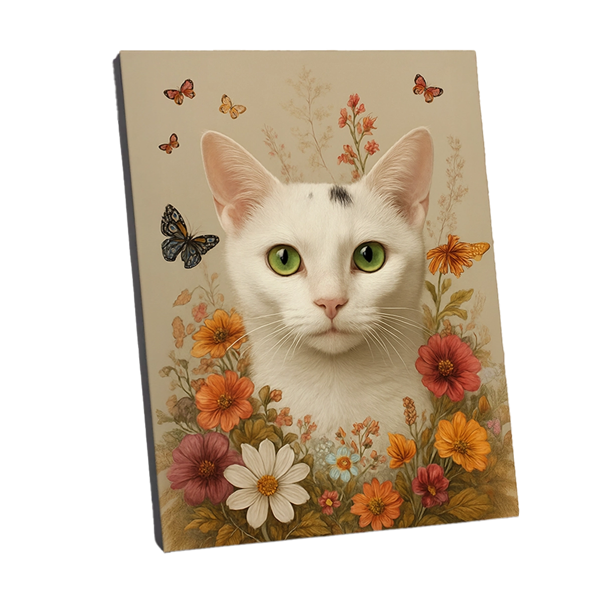 Portrait Chat Fleurs personnalisable Toile Châssis, créé par Mon Animal est Fantastique
