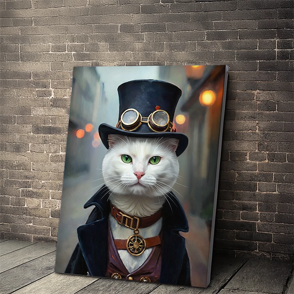 Portrait Chat Old School personnalisable Toile Tendue, créé par Mon Animal est Fantastique