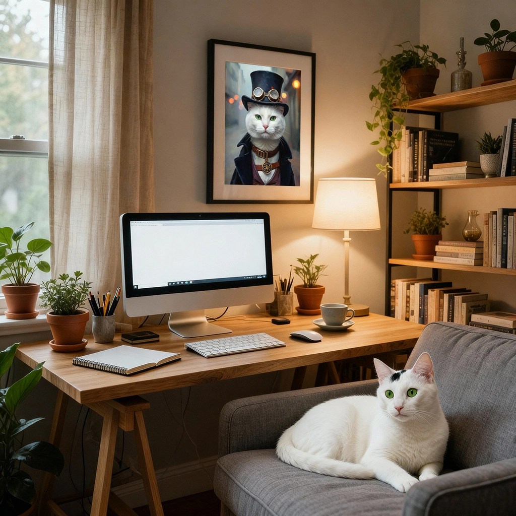 Portrait Chat Old School personnalisable, créé par Mon Animal est Fantastique