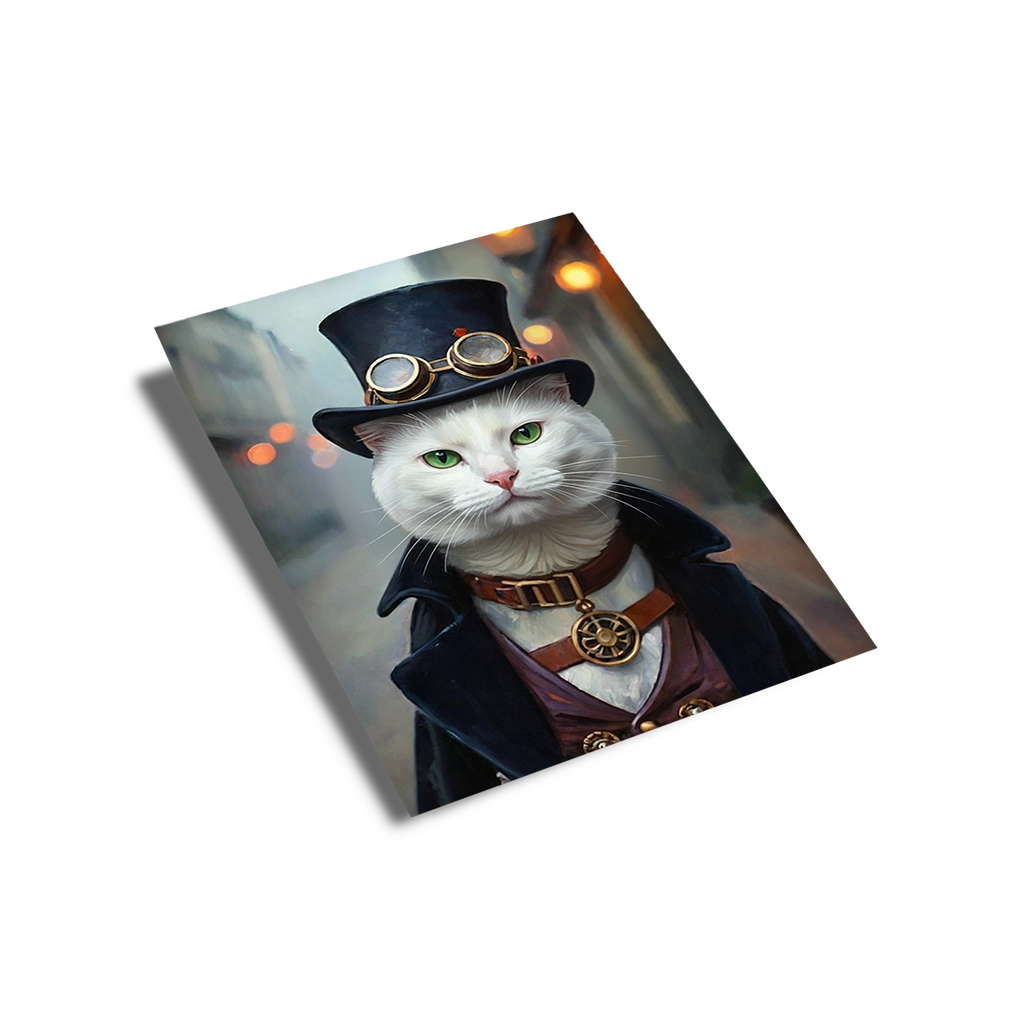 Portrait Chat Old School personnalisable Poster Papier, créé par Mon Animal est Fantastique