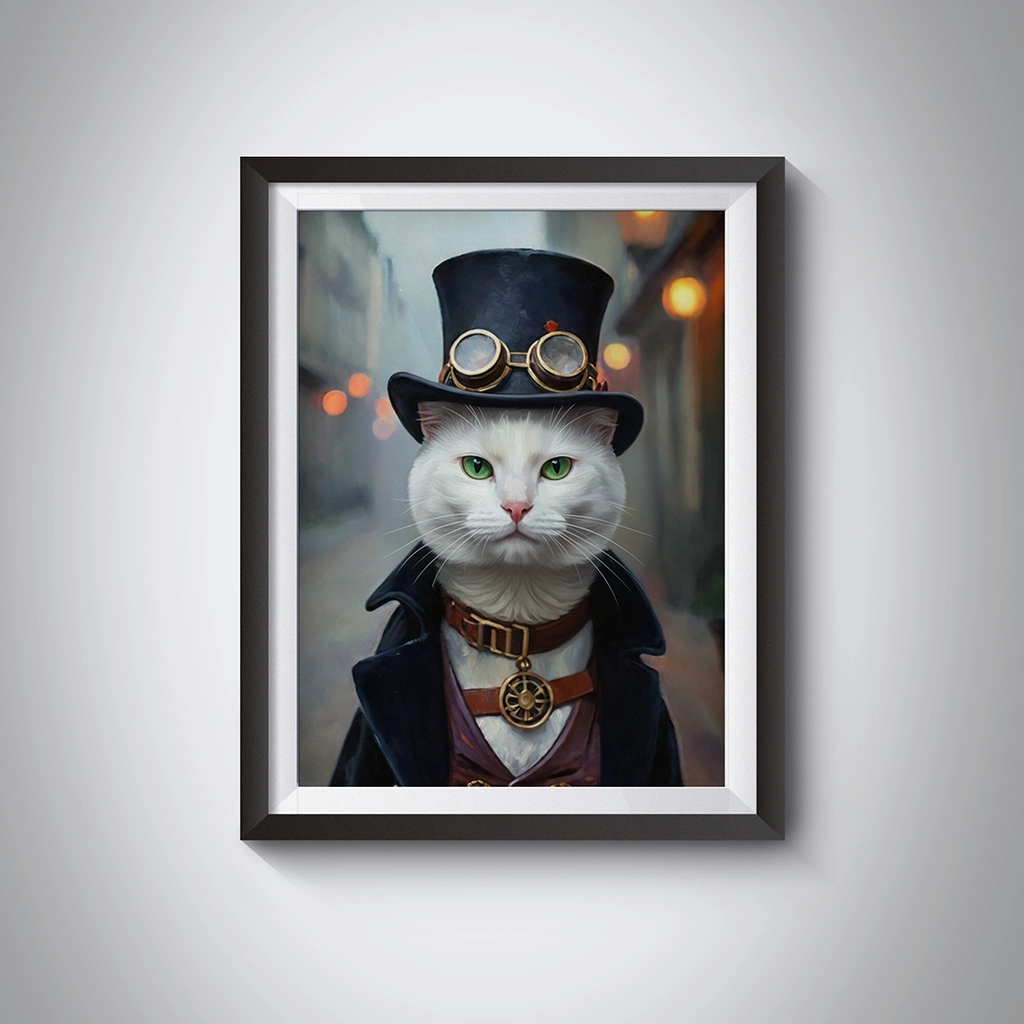 Portrait Chat Old School personnalisable Tableau, créé par Mon Animal est Fantastique