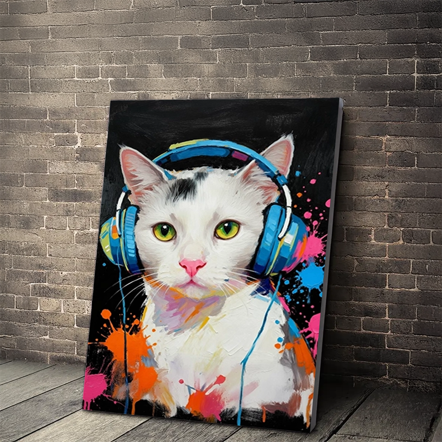 Portrait Chat Pop Art personnalisable Toile Tendue, créé par Mon Animal est Fantastique