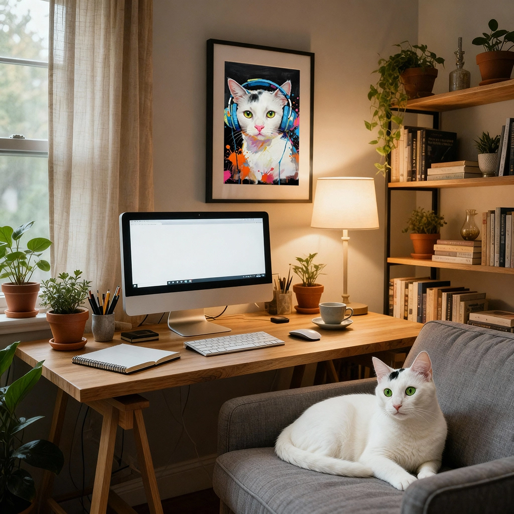 Portrait Chat Pop Art personnalisable, créé par Mon Animal est Fantastique