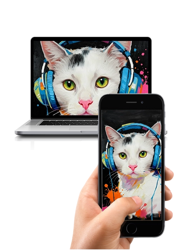 Portrait Chat Pop Art personnalisable numérique, créé par Mon Animal est Fantastique