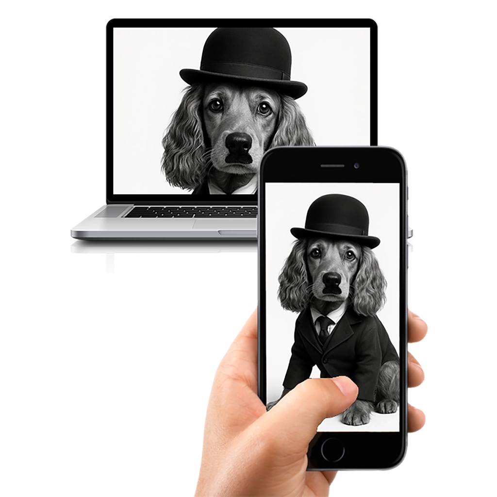 Portrait Cocker Chaplin personnalisable numérique, créé par Mon Animal est Fantastique