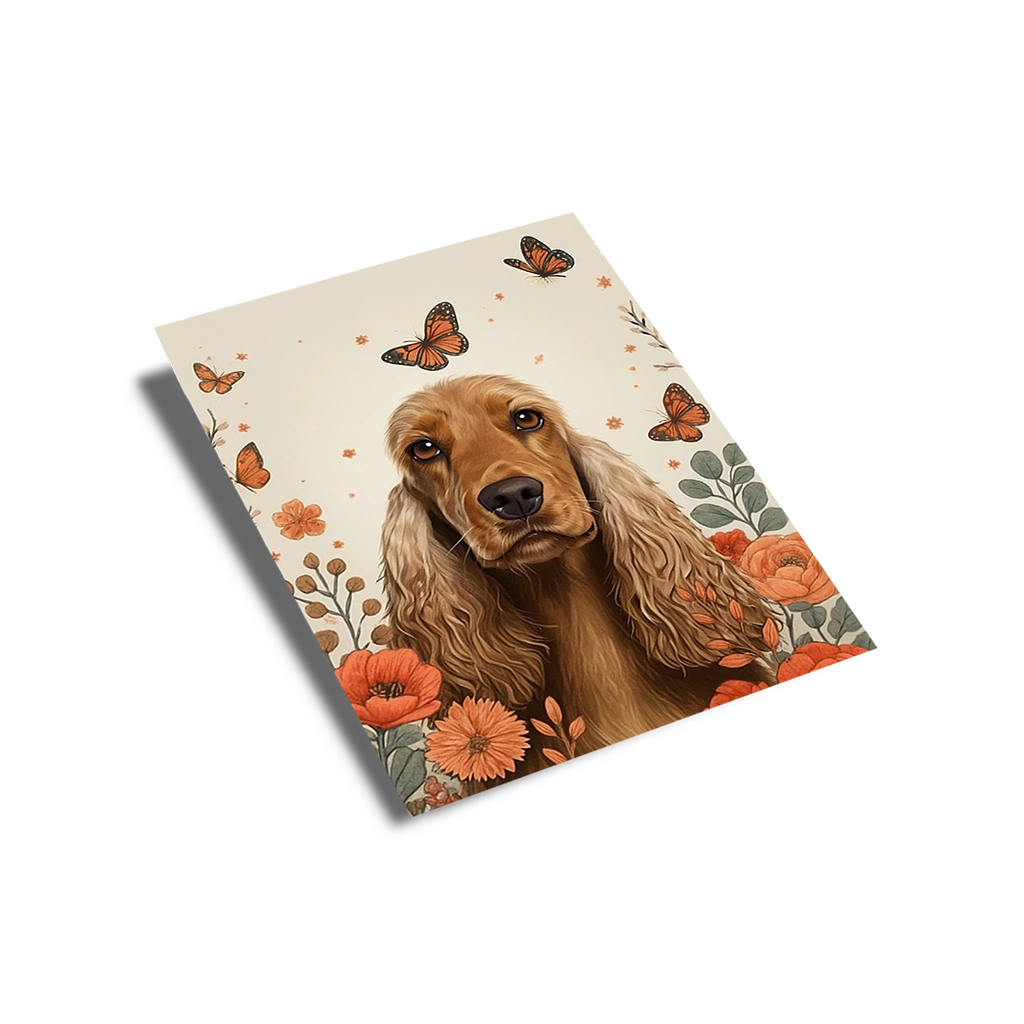 Portrait Cocker Fleurs personnalisable Poster, créé par Mon Animal est Fantastique