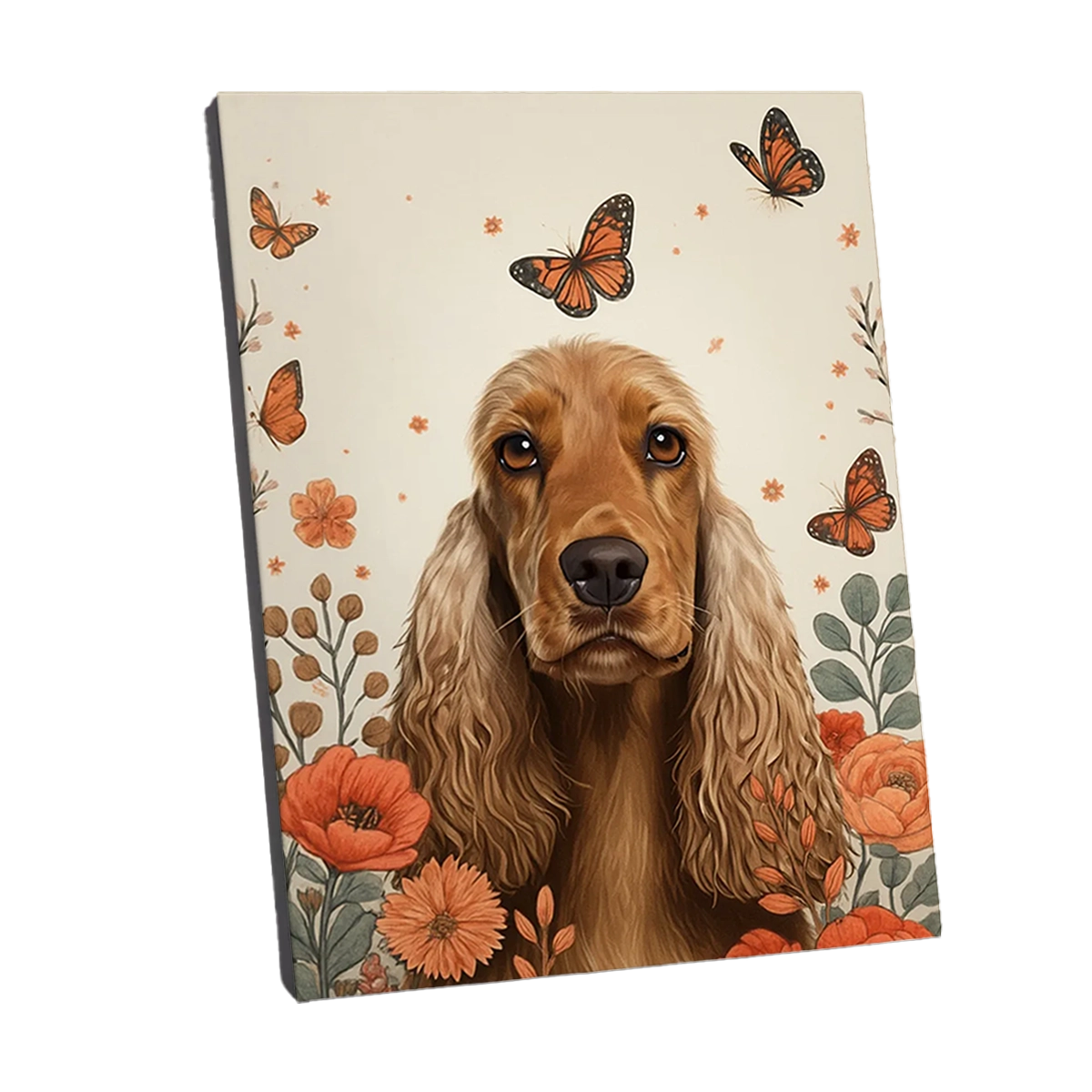 Portrait Cocker Fleurs personnalisable Toile, créé par Mon Animal est Fantastique