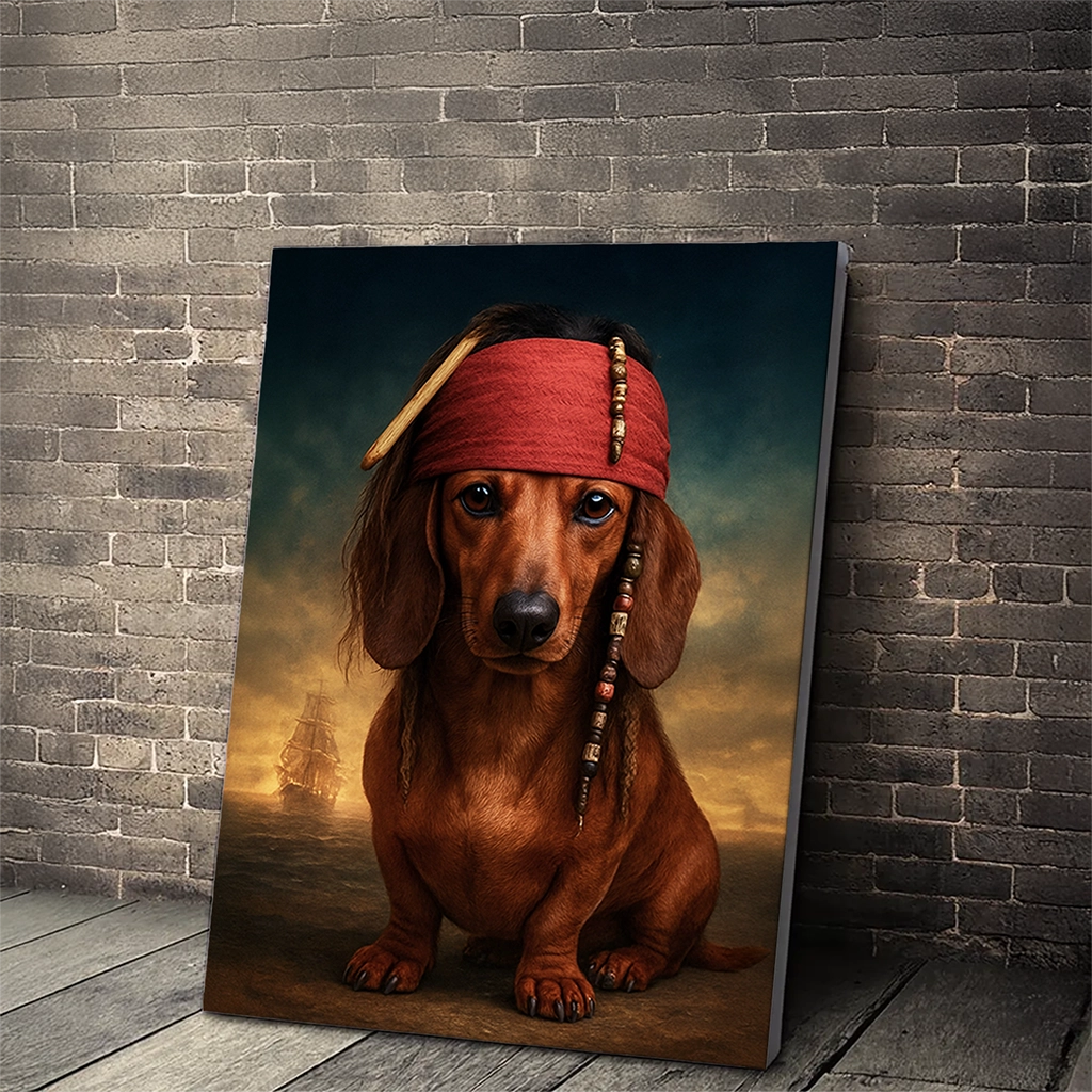 Portrait Teckel Acteurs personnalisable Toile Tendue, créé par Mon Animal est Fantastique