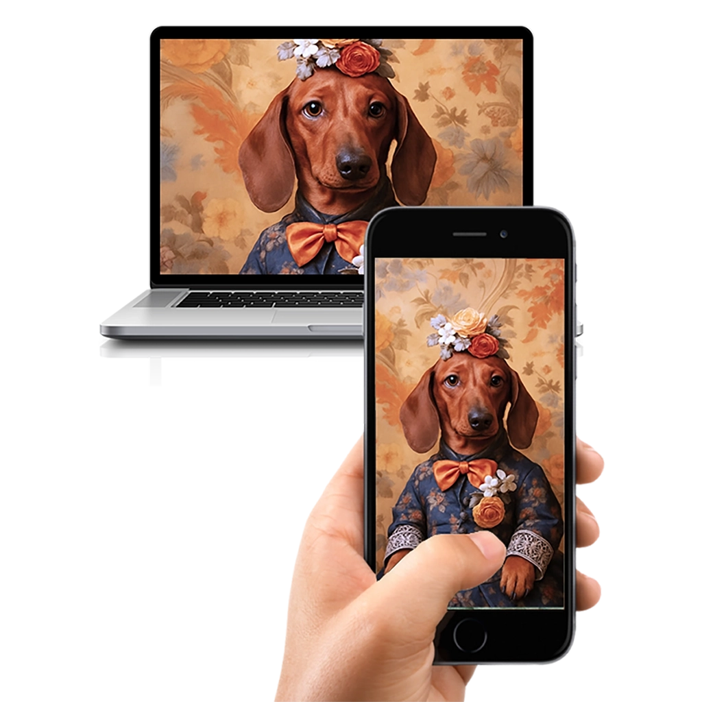 Portrait Teckel Victorien personnalisable numérique, créé par Mon Animal est Fantastique