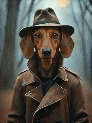 Portrait teckel Old School, créé par Mon Animal est Fantastique.