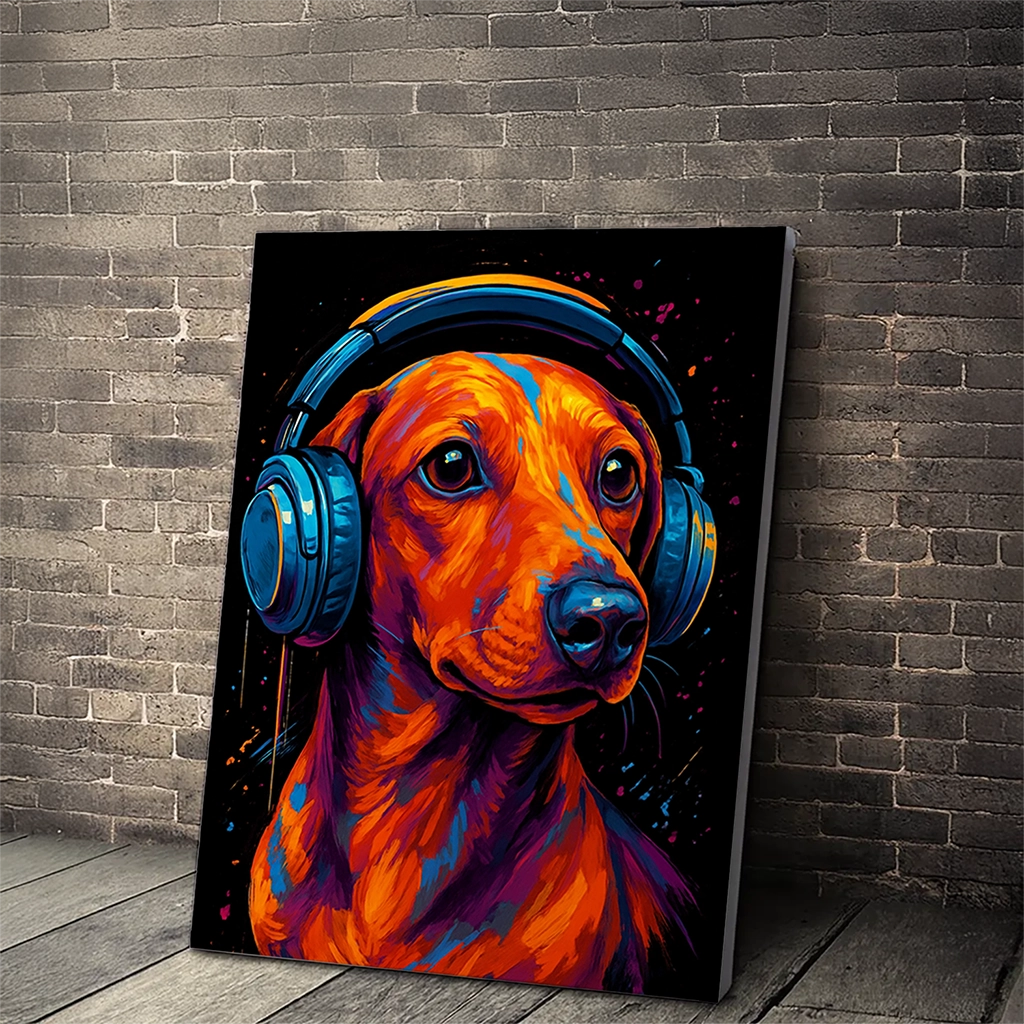 Portrait Teckel Pop Art personnalisable Toile Tendue, créé par Mon Animal est Fantastique